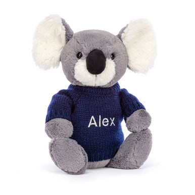 Bashful Koala with Personalized Navy Jumper