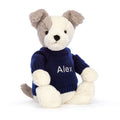 Bashful Terrier with Personalized Navy Jumper