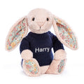 Blossom Blush Bunny with Personalized Navy Jumper